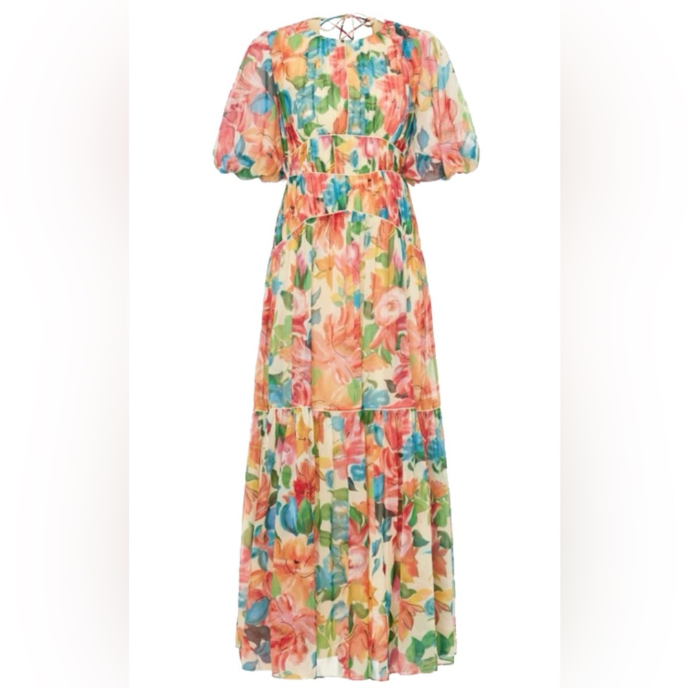 One33 Social Floral Multicolor Lace Up Maxi Dress